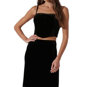 ASTR the Label Velvet Corset Crop Top in Black M